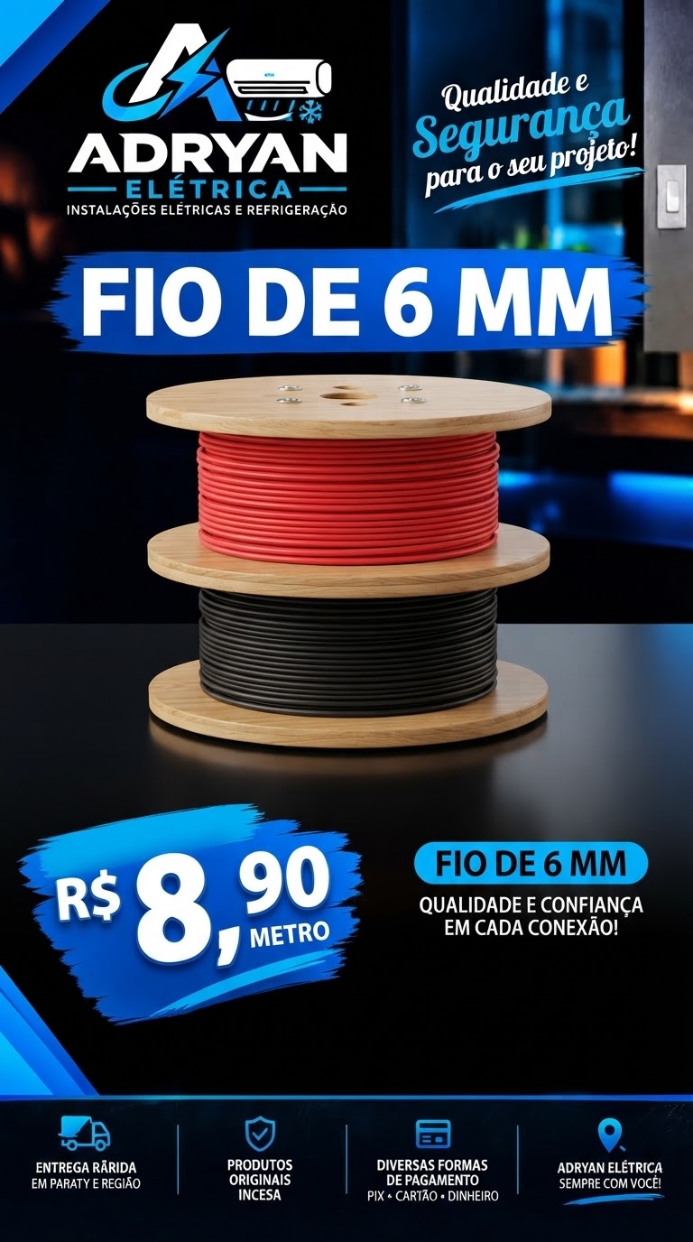 Arte original do produto FIO DE 6 MM, preço R$ 8,90 / METRO